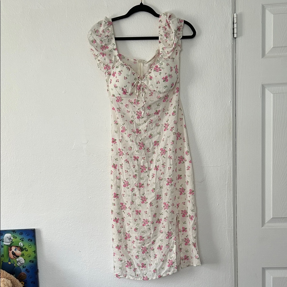 No Boundaries White Dress with Pink Floral Print